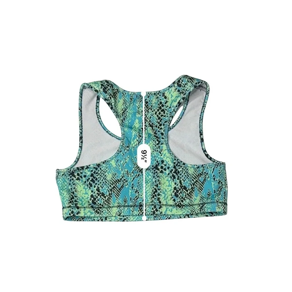 Justice Girls Sports Bra Green Snake Print 12 Animal Print‎